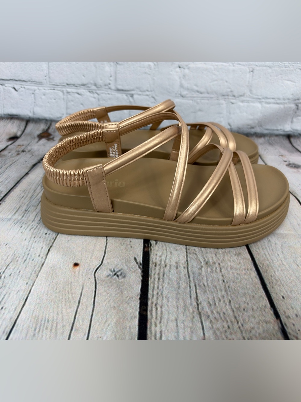 Alegria Audie Strappy Platform Sandals in champagne size 37